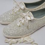 Keds X Kate Spade NY Women's Triple Glitter Silver Cream Lace Up Sneakers Shoe Photo 8
