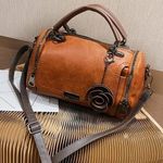 Vintage Boston Satchel Bag w/Flower Pendant Photo 2