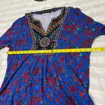 Soft Surroundings  Womans L Blue Floral Paisley Embroidered Beaded Boho Tunic Top Photo 8