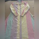 Women’s Rainbow Striped Long Maxi Shirt Dress Size Small Button Up Collar Multiple Photo 12