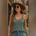 Aerie  Open-Knit Crochet Tank Top Beach Cover-Up Green Boho Festival Fairycore M Photo 1