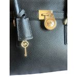 Michael Kors  black Saffiano leather Hamilton East West Studio gold bag tote Photo 6