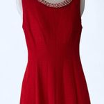 Sandra Darren Red sleeveless dress with beaded collar and zip back 8  Photo 0