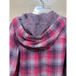 Columbia  Womens Plaid Hooded Shirt Button Down Long‎ Sleeve Pink Gray Medium Photo 9
