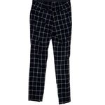 ZARA  Plaid Flat Front Elastic Waist Slim Cropped Pants Pockets XS Black White Photo 4