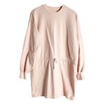 Helsa  Organic Cotton Pink Crewneck Drawstring Long Sleeve Sweatshirt Dress S Photo 1