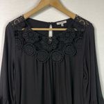 JODIFL NWT Crochet Flounce Sleeve Top (Black) - Small Photo 4