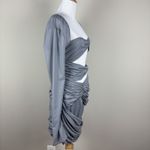 House Of CB  Mini Dress Womens L+ 10/12 Camille Grey Silk Cutout Ruched Sexy Photo 5