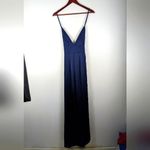 Showpo Navy Inspired Tribe Plunge Neckline Maxi Lace Open Leg Dress Size US 6 Blue Photo 2
