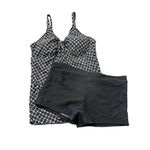 Women's Two Piece Charcoal White Tankini Set NWOT Size 2XL #2304 Gray Photo 0