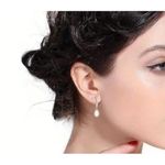 925 AAA Quality Genuine Freshwater Cultured Pearl Drop Dangle Earrings White Silver Photo 2