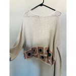 Sincerely Jules White Green Square Granny Knitted Cottagecore Crop Sweater XL Photo 3