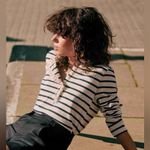 Sézane Sezane Gael Mariniere Striped Long Sleeve Top with Ruffles Photo 1