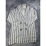 Anthropologie Plicro Blazer Womens XS White Black Striped Linen Double Breasted Photo 1