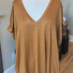Mod Ref  Rust V Neck Top Womens XX Large Autumn Gold Short Sleeve Photo 0