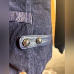 Suede Navy Blue 100% Leather Jacket M silver Asymmetrical Zipper moto classic Size M Photo 12