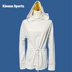 Kinona Sports White Hoodie Drawstring Pullover Athletic Italian Fabric XS Photo 1