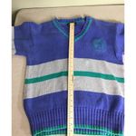 Liz Sport  Women Vintage Sweater  Sz.Med Blue Stripe EUC 90’s V-Neck Crest Y2K Photo 6