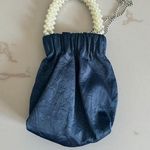 ZARA  Pearl Embellished Handle Blue Cocktail Bag with Strap Photo 0