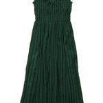 American Eagle AE Ruched Button-Up Midi Dress Green Black Small Photo 3