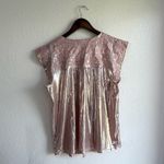 Savanna Jane Womens Shirt Blouse Metallic Pink Floral Embroidered Size Large Photo 1