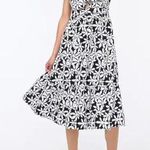 J.Crew  Cotton Tie Front‎ Cutout Tiered Smocked Back White Floral Dress Size 2 Photo 0