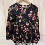 Oddy Women’s Velvet Floral Babydoll Oversized Fit Style Long Sleeve Size Small Blue Photo 0