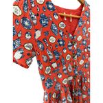 Joanie x Molly Hatch Tea Pot Fit & Flare Button Front Shirt Dress Size Small Red Photo 7