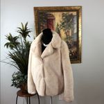 Jou Jou Cream Teddy Jacket Size Large Long Sleeve Collared snaps Closure Lined Photo 3