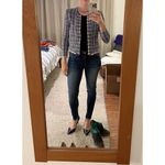 IRO Multicolored Printed Tweed Long Sleeve Frayed Hem Frannie Jacket size 36 Photo 13