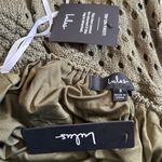 Lulus NWT Blissful Strolls Olive Green Crochet Faux-Wrap Halter Midi Dress Small Photo 9