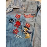 Quizz Again Embroidered Flag Denim Shirt Long Sleeve Patriotic size medium. A11 Blue Photo 2