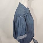 EXPRESS Denim Snap-Up Crop Top Tie Front Size XS Western Jean Shirt Photo 3