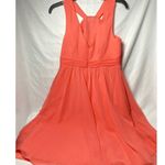 David's Bridal Short Crinkle Chiffon Dress with Halter Coral Reef 6 Photo 4