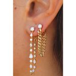 Boutique Gold Filled Chain Drop Earrings with Diamond‎ Simulate Dangle Statement Jewelry Photo 6