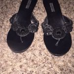 Black Kenneth Cole Reaction Beaded Wedge Sandals Size 6 Photo 1