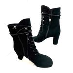 Longchamp  BLACK BLOCK HEEL LEATHER LACE-UP BOOT size FR 40/ US 9 Photo 3