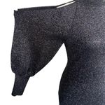 INC  Medium Sweater Dress Glitter Cold-Shoulder Balloon Sleeves Stretch Mock Neck Photo 2