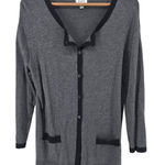 Susina Womens Gray Black Trim Cardigan Sweater Size L Long Sleeve Button Front Size L Photo 0