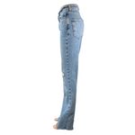 ZARA  Blue Distressed Raw Frayed Hem High Rise Bootcut Flare Denim Jeans Pants 4 Photo 1