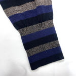 Loft NEW  Womens L Blue Metallic Stripe Cardigan Sweater Button Front Long Sleeve Photo 2