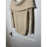 LC Lauren Conrad  Off the Shoulder Shimmer Oatmeal Tan Slouchy Sweater Medium Photo 4