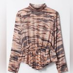 ZARA NWOT & other stories peplum Long Sleeve velvet stripe zip back blouse XS Photo 0