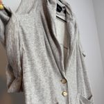 Nanushka Gray Marl Short Sleeve Drape Collar Button Front Cardigan Sweater S Photo 4