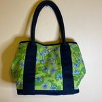 J.Crew  Canvas navy blue & green floral tote handbag Photo 1