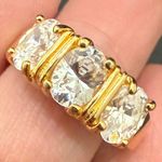 Vintage SETA Signed Gold plated CZ Three Stones Row Engagement Ring Size 8 5g. Photo 6