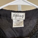 Vintage Stenay Womens Silk Beaded Long Sleeve Jacket Blazer Size PS Black 80s Photo 1