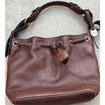 Dooney & Bourke Vintage  Dark Brown Leather Drawstring Shoulder Bag Purse Photo 8