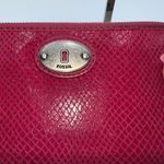 Fossil  Snake Embossed Long Zip Around Leather Wallet Woth Key Zipper Pull Photo 2