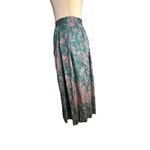 Vintage 90s Talbots Teal Paisley Midi Skirt Rayon Pleated Boho Cottagecore 10 Green Photo 4